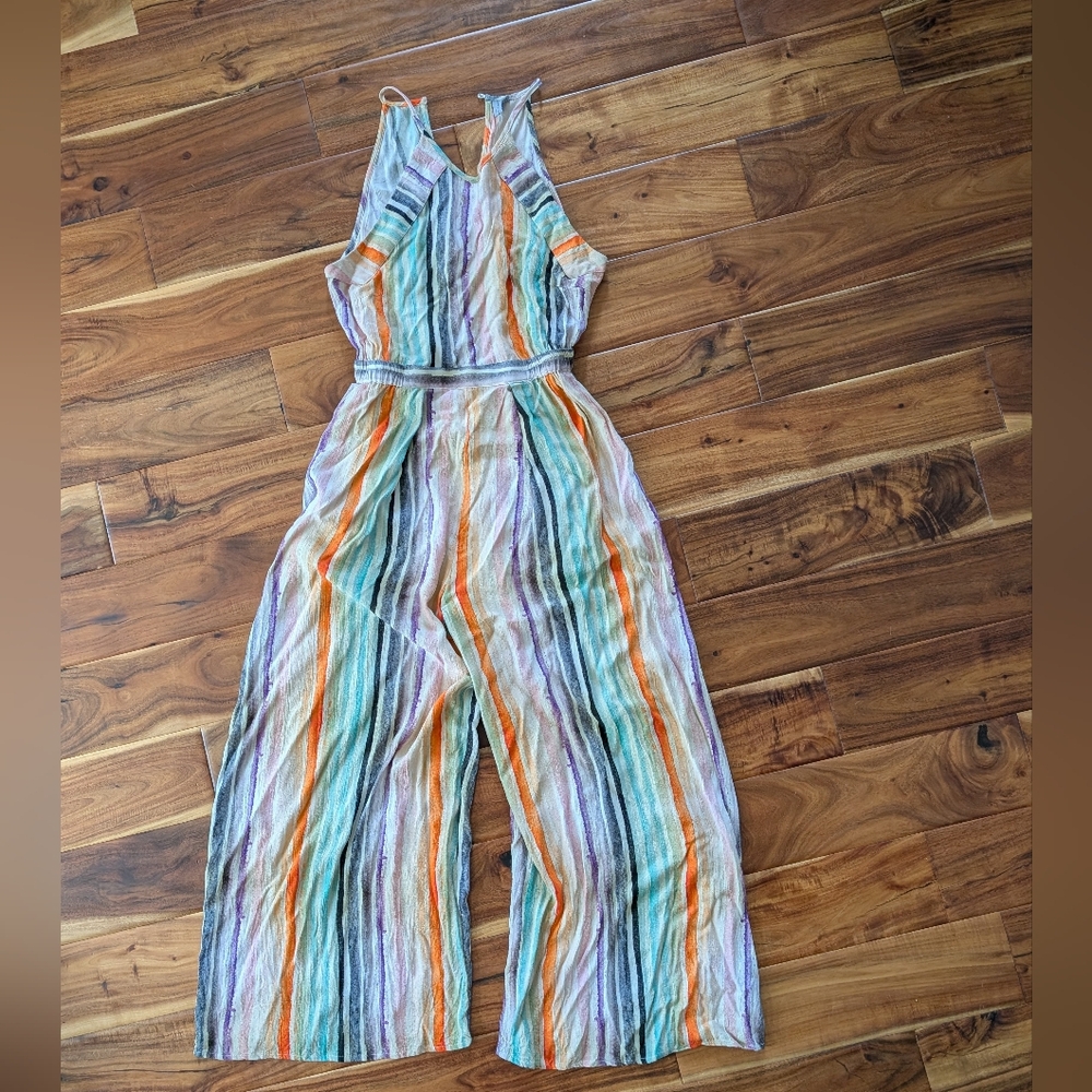 Vibrant Striped Sleeveless Jumpsuit